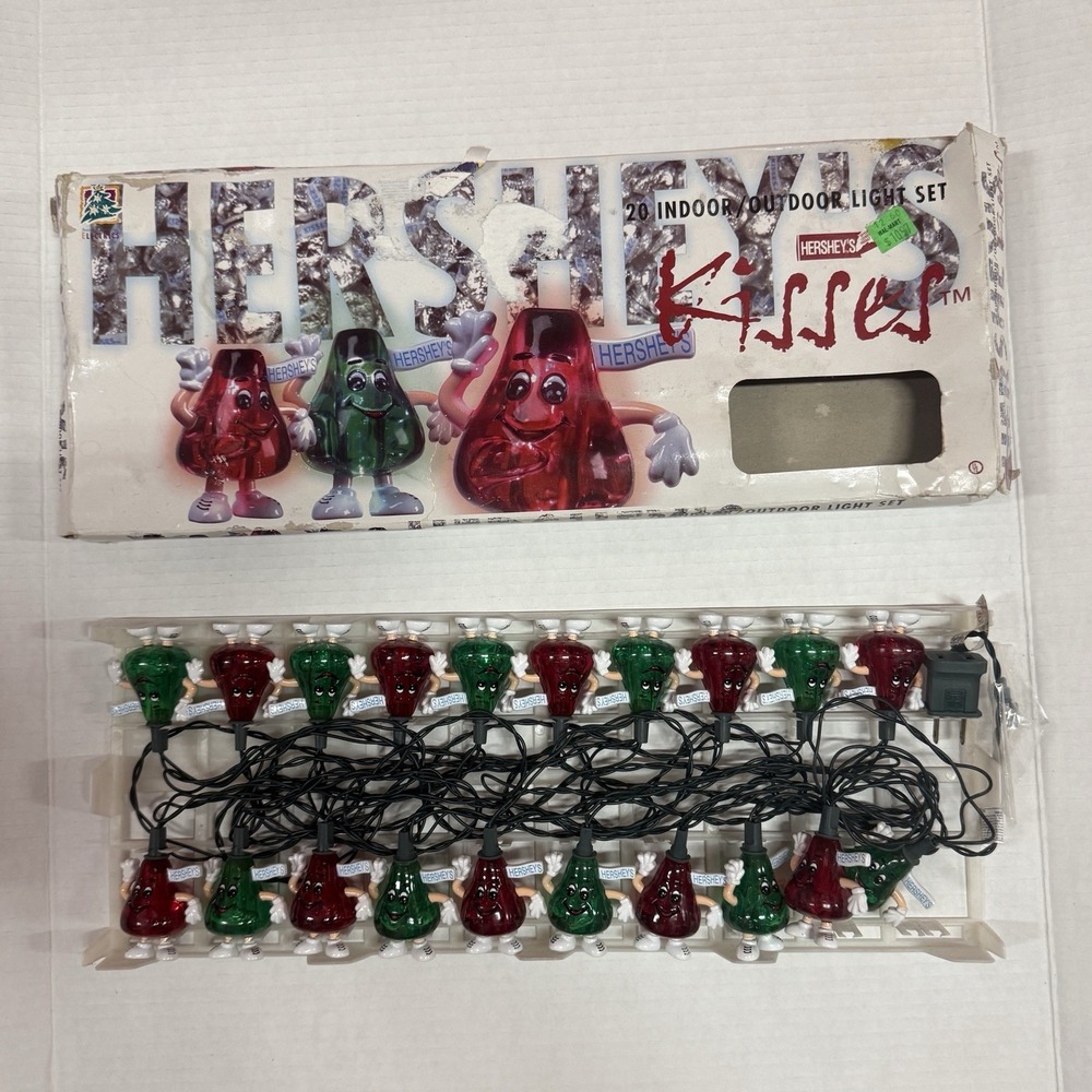 HERSHEY'S CHRISTMAS KISSES Vintage 20 Light Set‎ & Fuse Red Green Tested Works